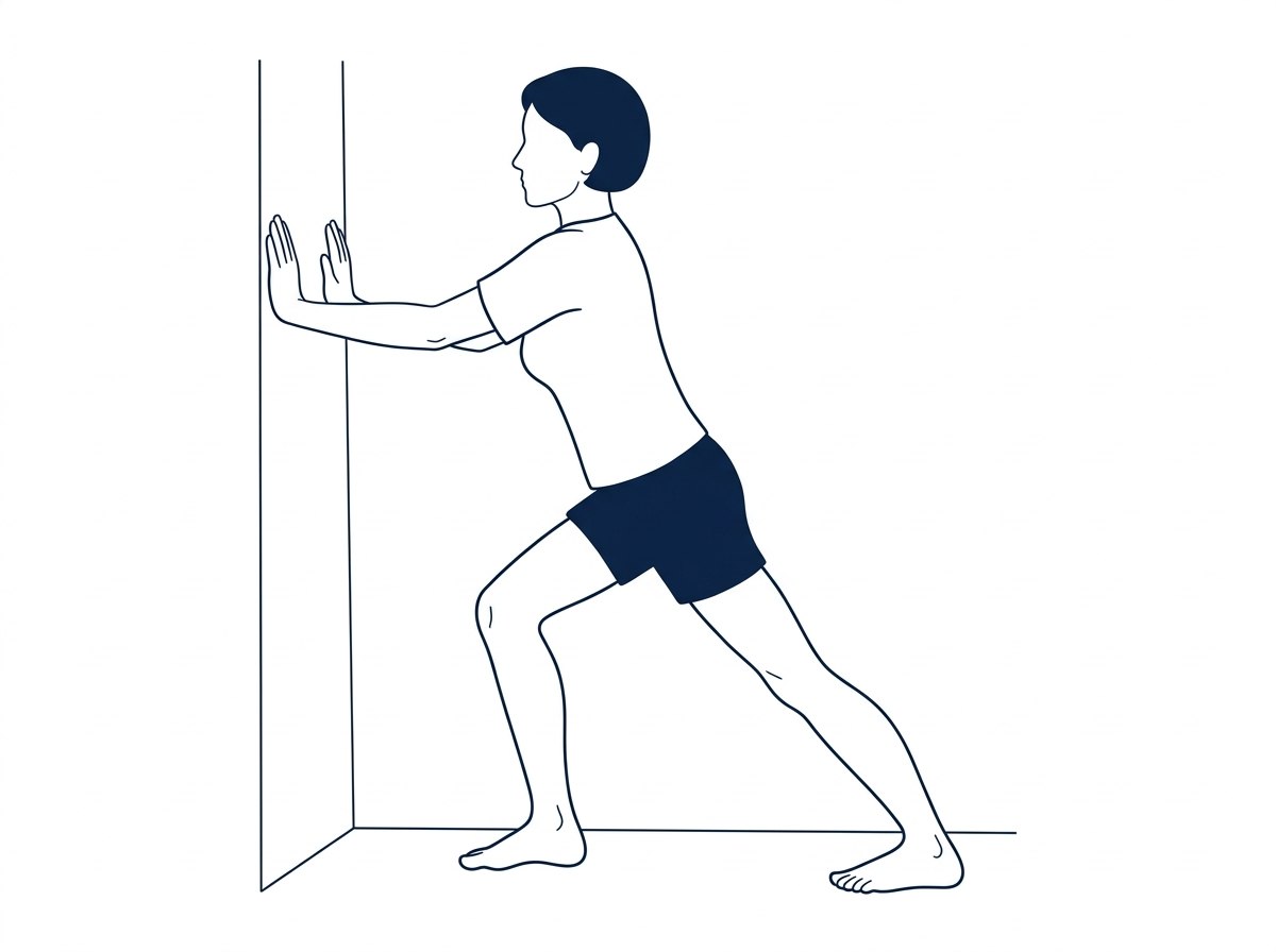 Estirar pantorrilla con rodilla recta.