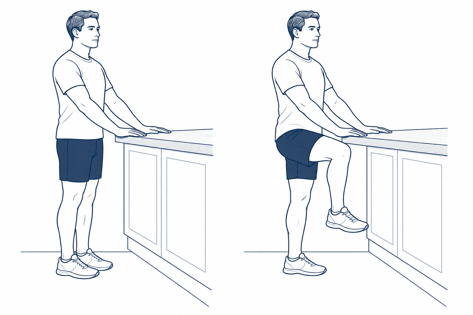 Elevación de rodilla de pie