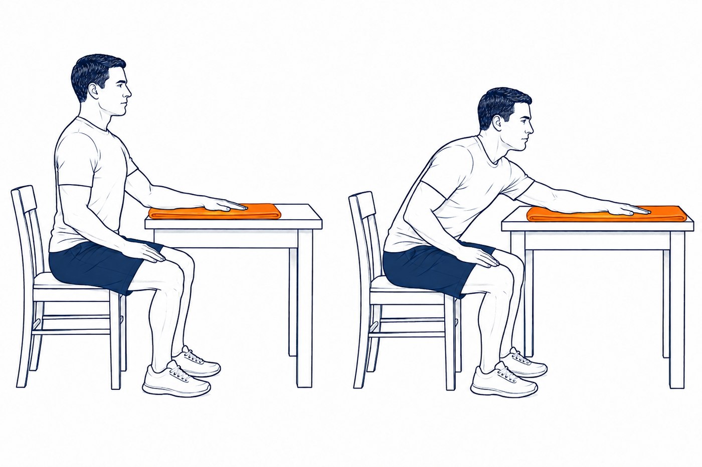 Deslizar hacia delante en una mesa